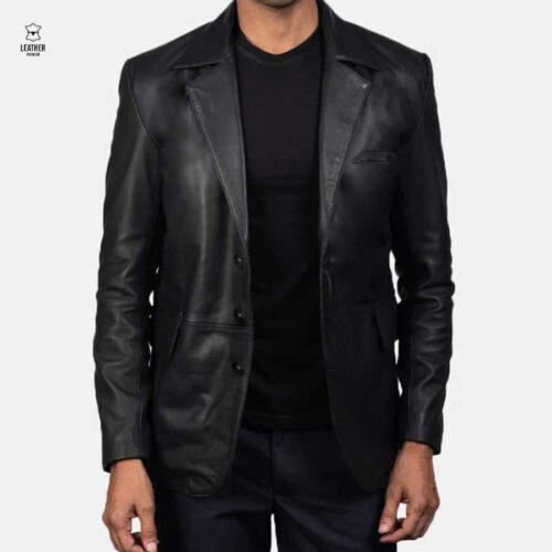 Veste noir en cuir veritable REF : 5200
