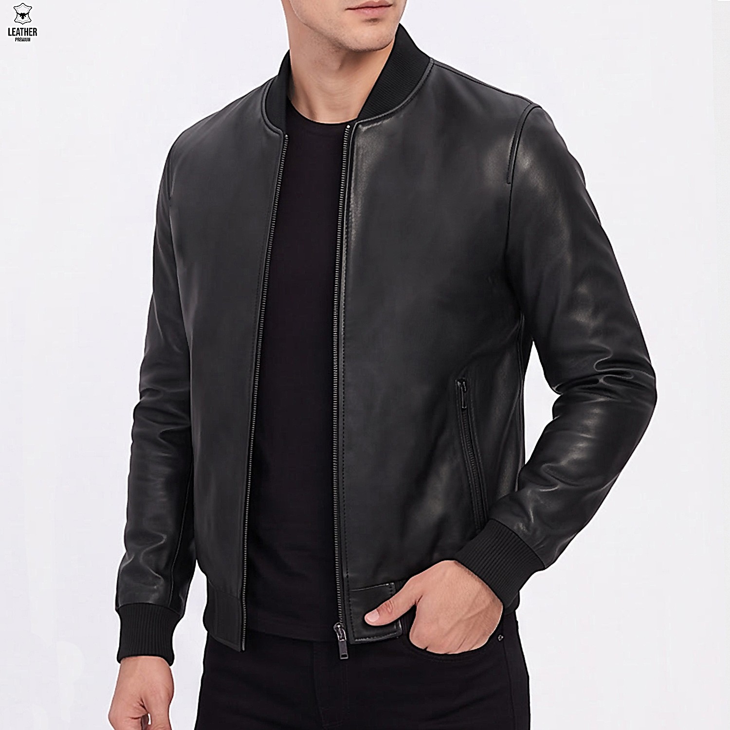 Blouson pilote en cuir d'agneau Noir homme – Ionic 7 Pilote noir en cuir Ionic – photo 7