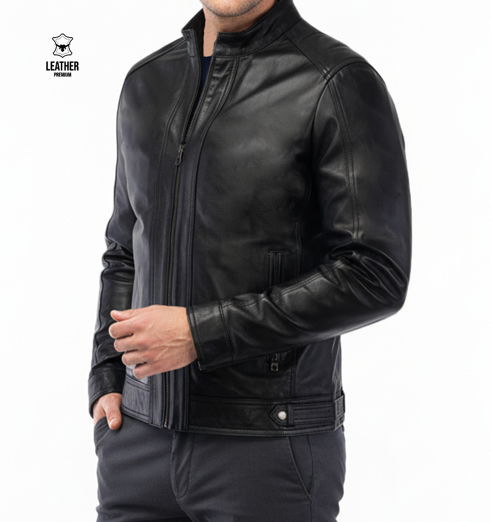 blouson en cuir noir -Pression- 2 ezfzefze