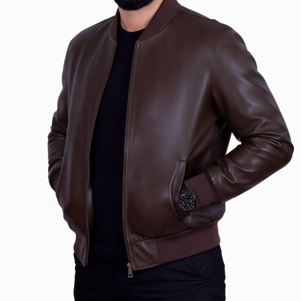 Pilote marron en cuir col rond 512 2 qdsdqdq