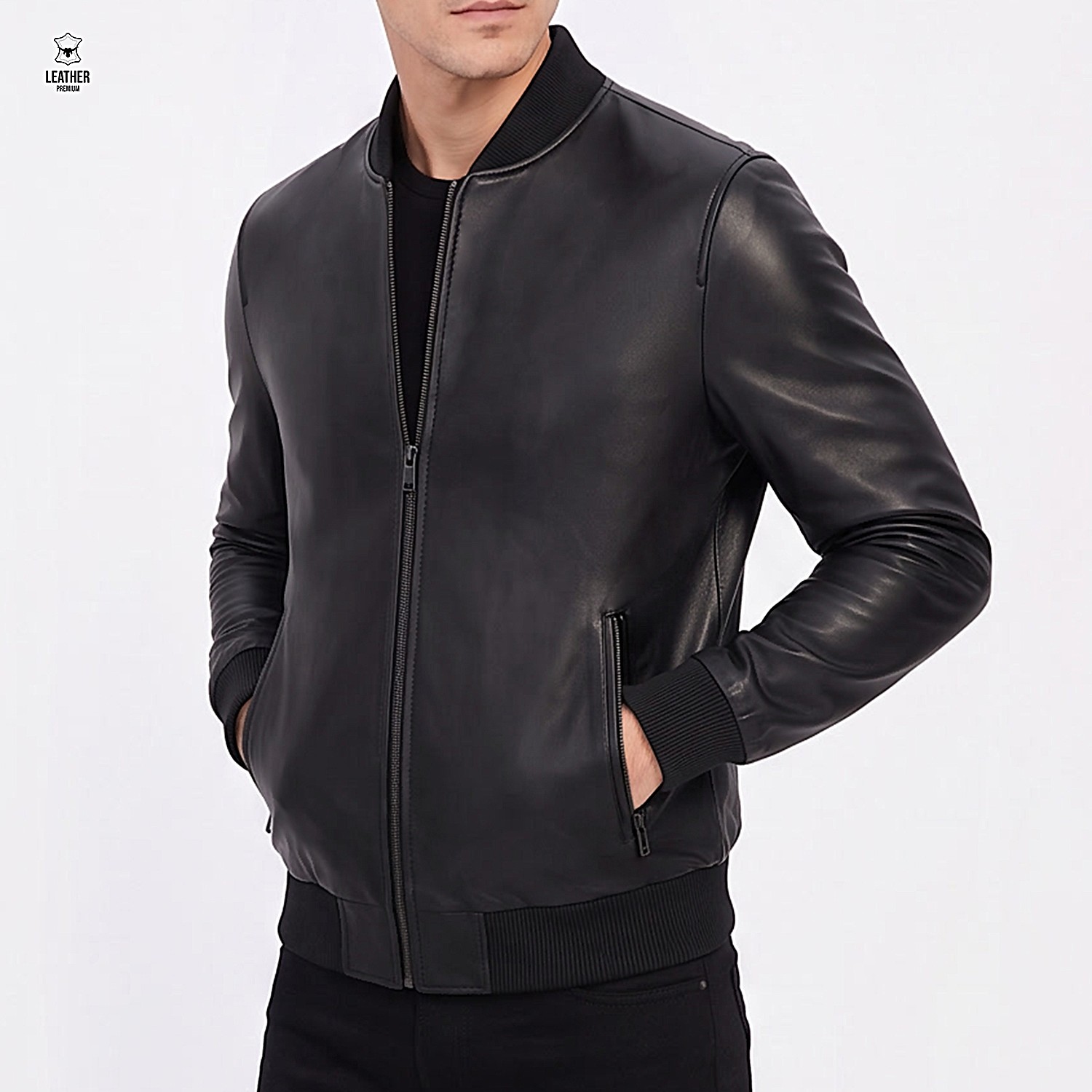 Blouson pilote en cuir d'agneau Noir homme – Ionic 4 Pilote noir en cuir Ionic – photo 4