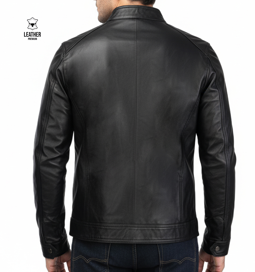 blouson en cuir noir -Pression- 5 sdfsdfd