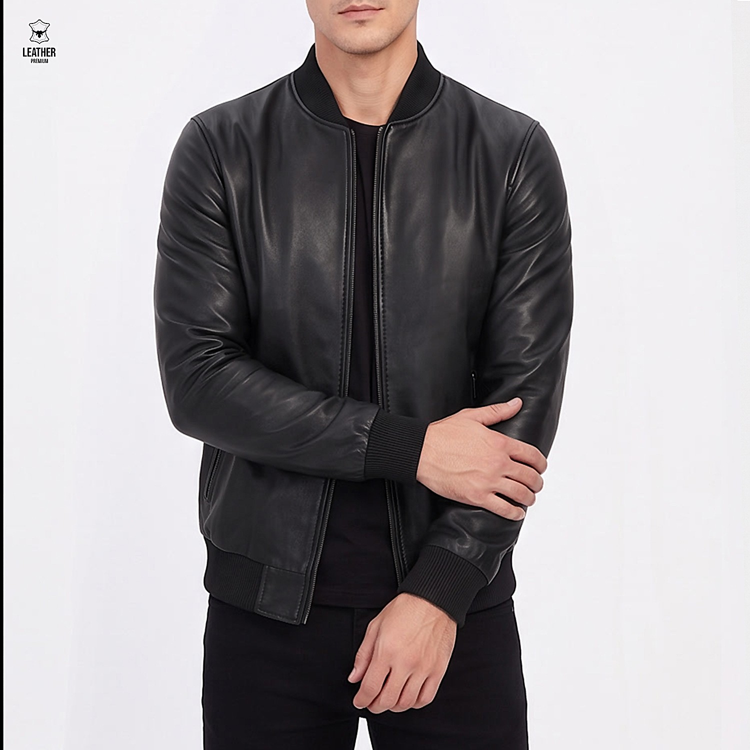Blouson pilote en cuir d'agneau Noir homme – Ionic 5 Pilote noir en cuir Ionic – photo 5