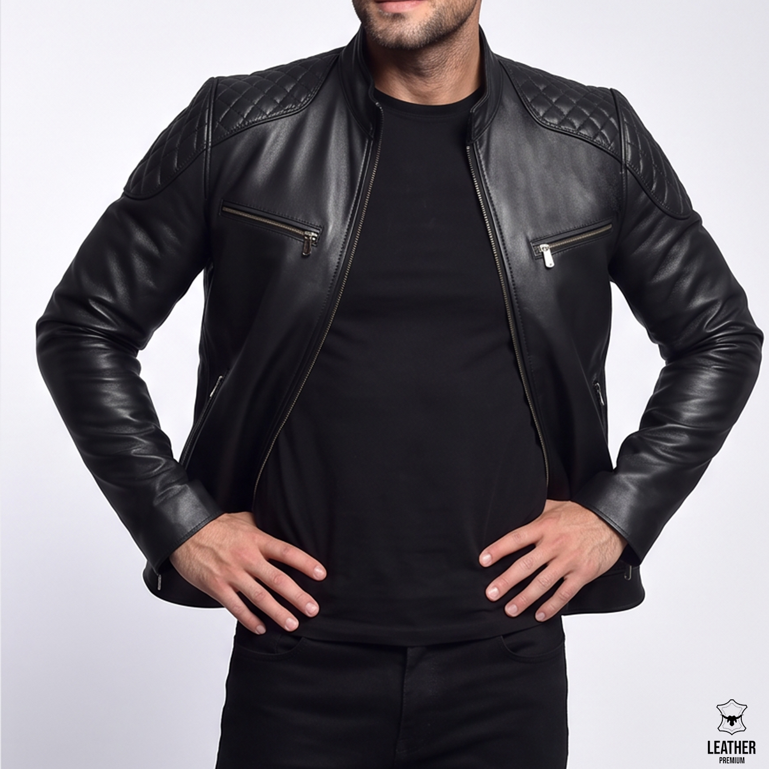 Blouson en cuir Noir pour Hommes -Damian- 4 zefefrezfrez