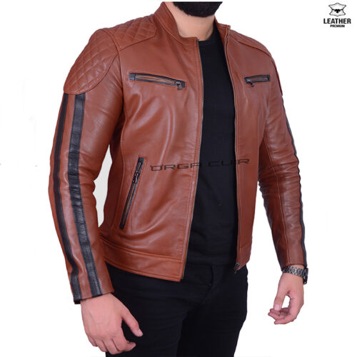 Blouson en cuir Tabac REF : TabNr55