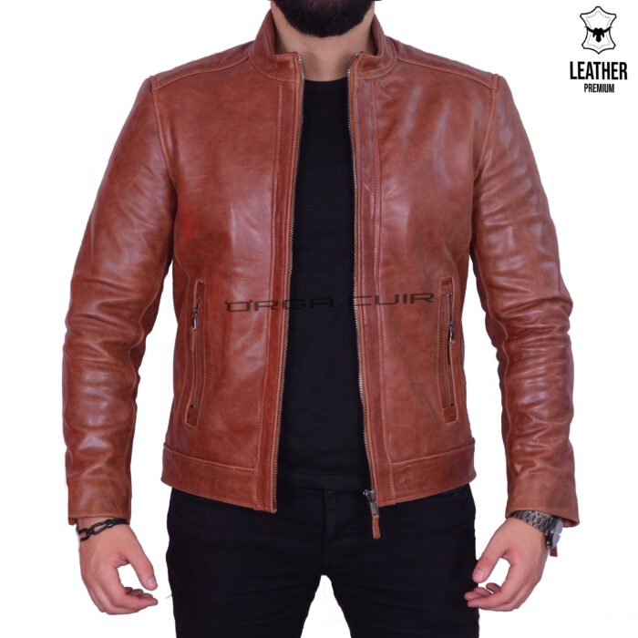 Blouson homme vachette Tabac Orga Cuir Achat en ligne des