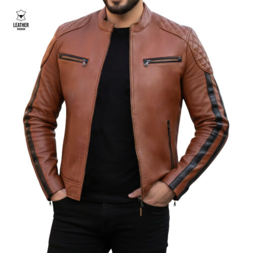Blouson en cuir Tabac REF : TabNr55