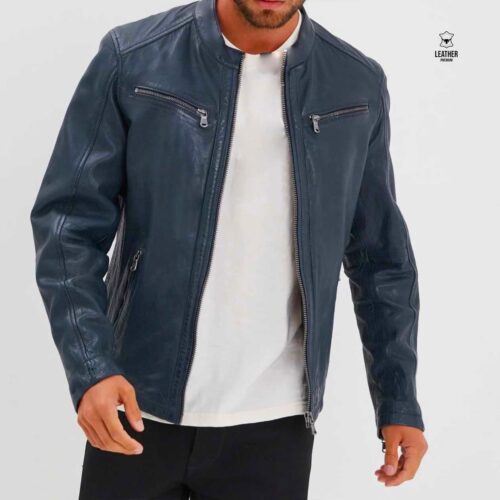 Jacket en cuir Bleu Marine ref : 5523