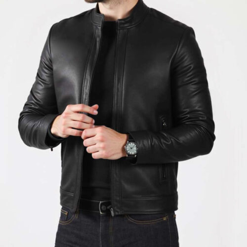 Blouson noir hommes 2 Zippers
