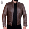 Blouson en cuir olive hommes