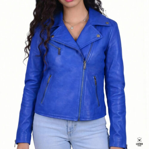 Perfecto en cuir Bleu pour Femme 212