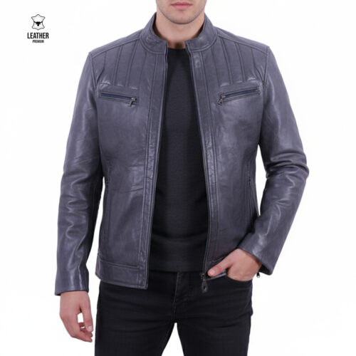 Blouson en cuir Gris vintage 7 dscscsdc