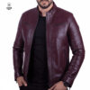 Jacket en cuir Bordeau pour Hommes REF: 512