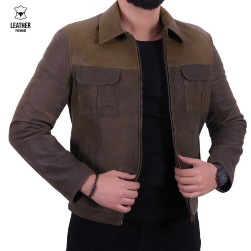 Blouson en cuir Daytona Olive