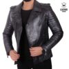 Perfecto en cuir velours gris
