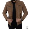 Veste en cuir Marron Nubuck hommes