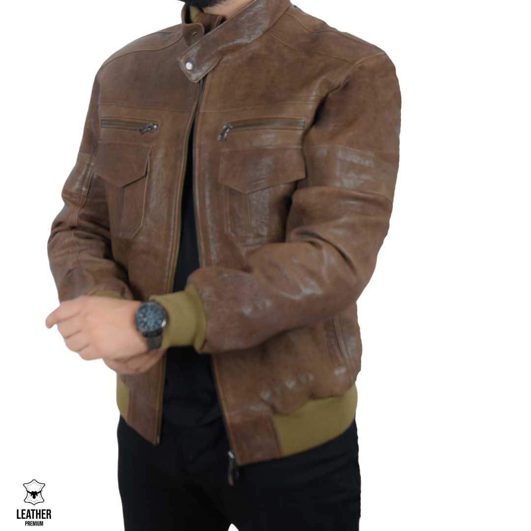 Pilote hommes en cuir agneau olive drab 2 sdvc