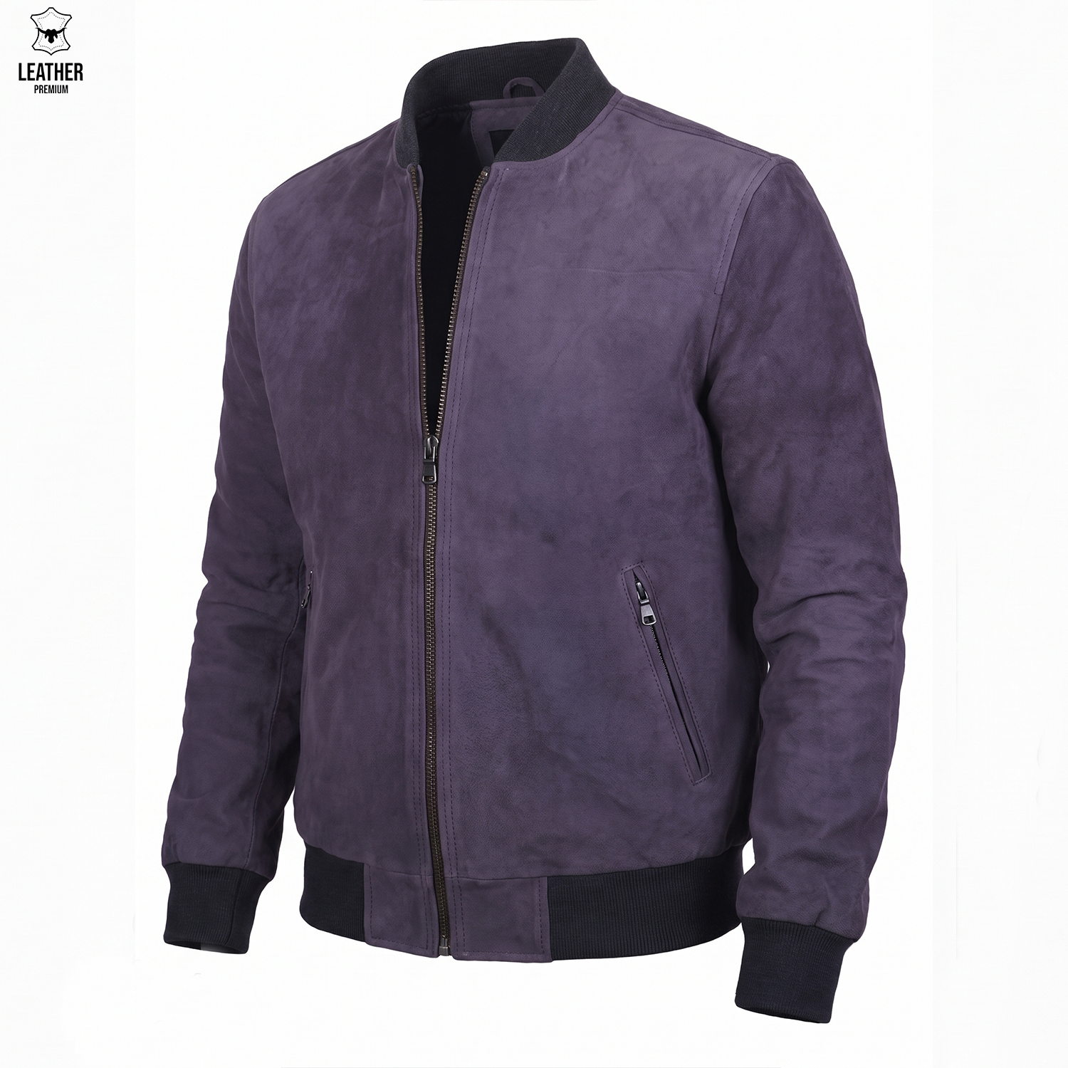 Blouson pilote en daim Violet homme 4 Pilote en cuir daim violet Hommes – photo 4