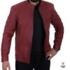 cinnabar O.C blouson en cuir rouge