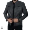 Jacket en cuir (gris - noir) lixir