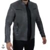 Blouson en cuir gris hommes -ref : oc550-