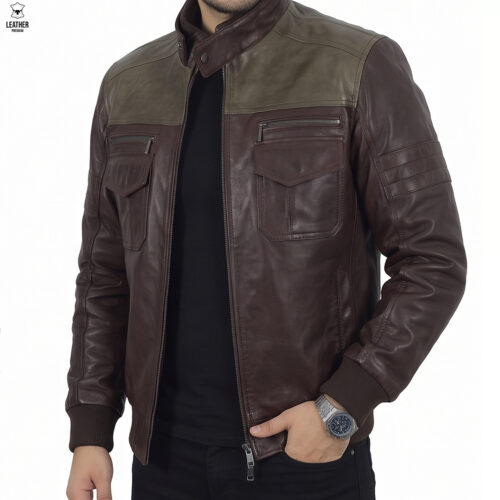 Pilote en cuir Marron -céladon-