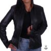 Blouson en cuir -noir / tabac- pour femmes