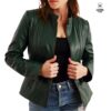 Blouson en cuir vert pour femmes Empire
