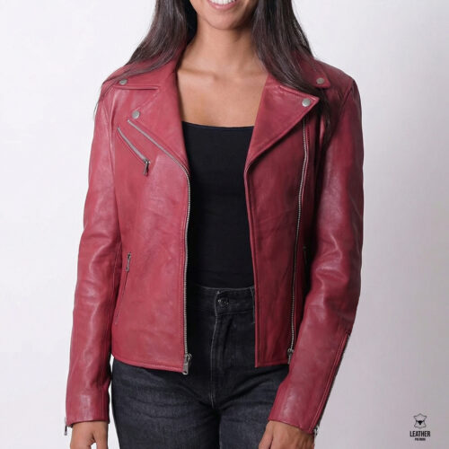 Perfecto en cuir rose pour femmes Hot pink