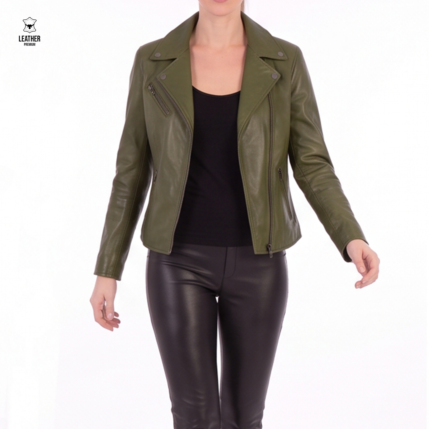 Jacket Perfecto en cuir Vert pour femmes IVK 2 ezdzedezd