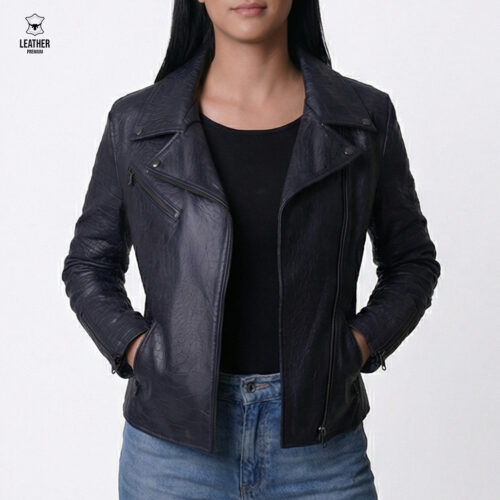 Perfecto en cuir Noir pour femmes Tonnerre