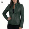 Blouson en cuir vert pour femmes Empire