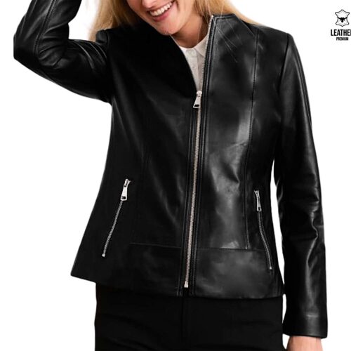 Blouson en cuir noir pour femme -INK- 9 dqsdqsdqsd