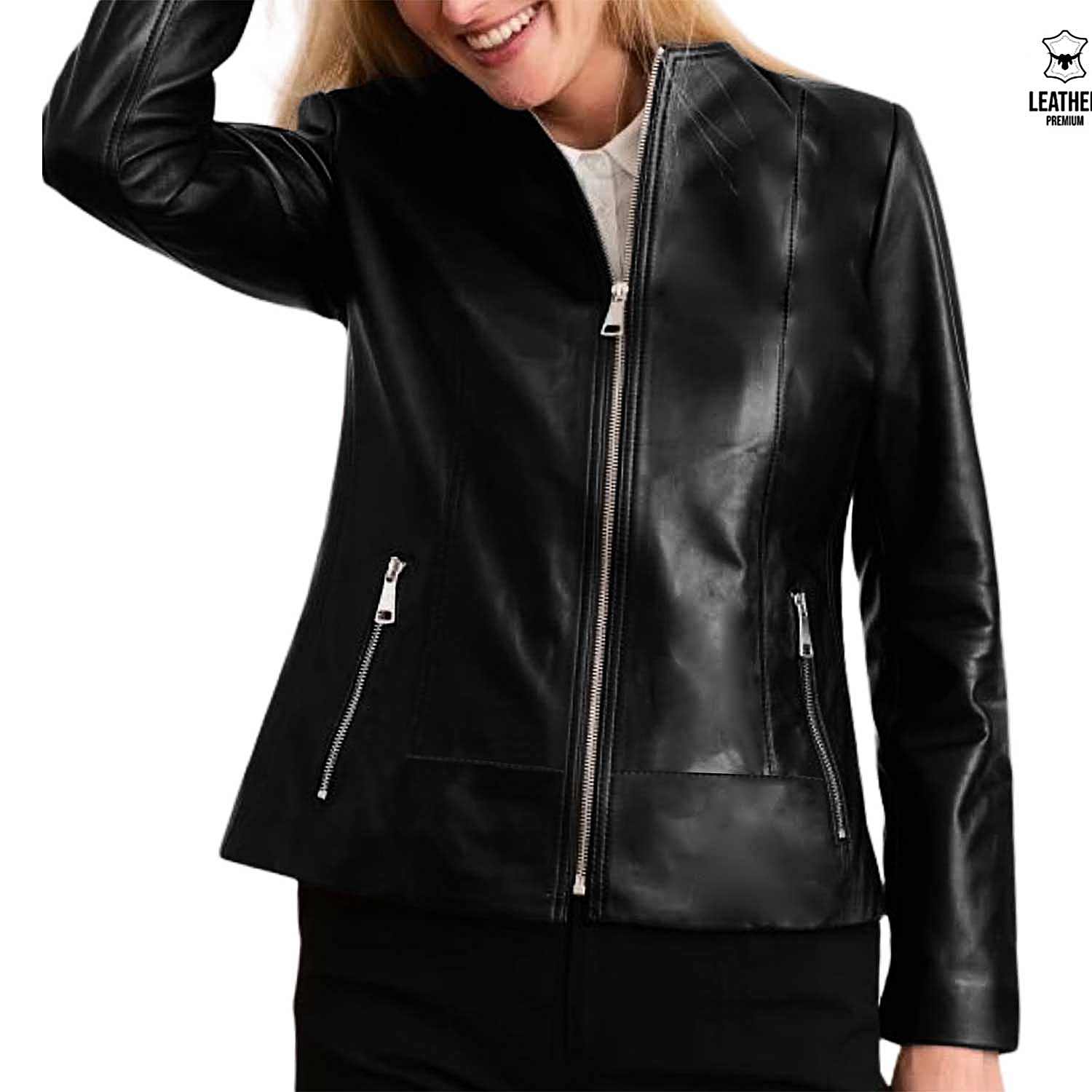 Blouson en cuir noir pour femme -INK- 5 dqsdqsdqsd