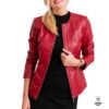Blouson en cuir pour femme rouge -Bloud-