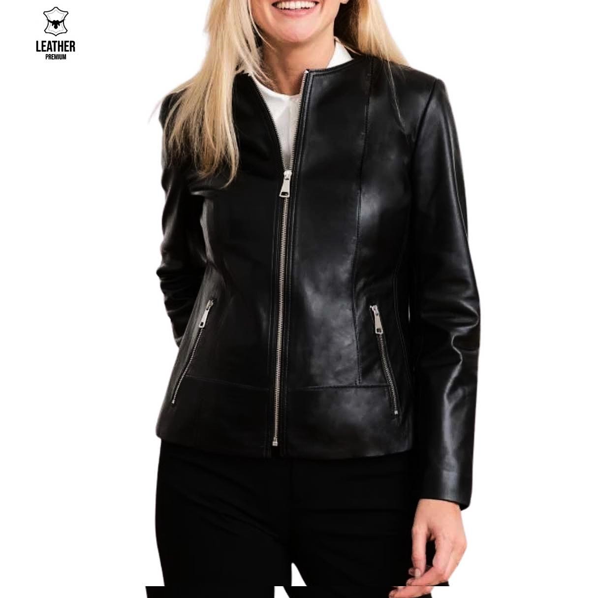 Blouson en cuir noir pour femme -INK- 3 qadeqsdsq