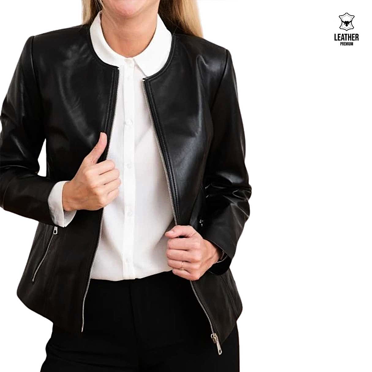 Blouson en cuir noir pour femme -INK- 2 qdqsdqdqds