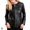 Blouson en cuir noir pour femme -INK-