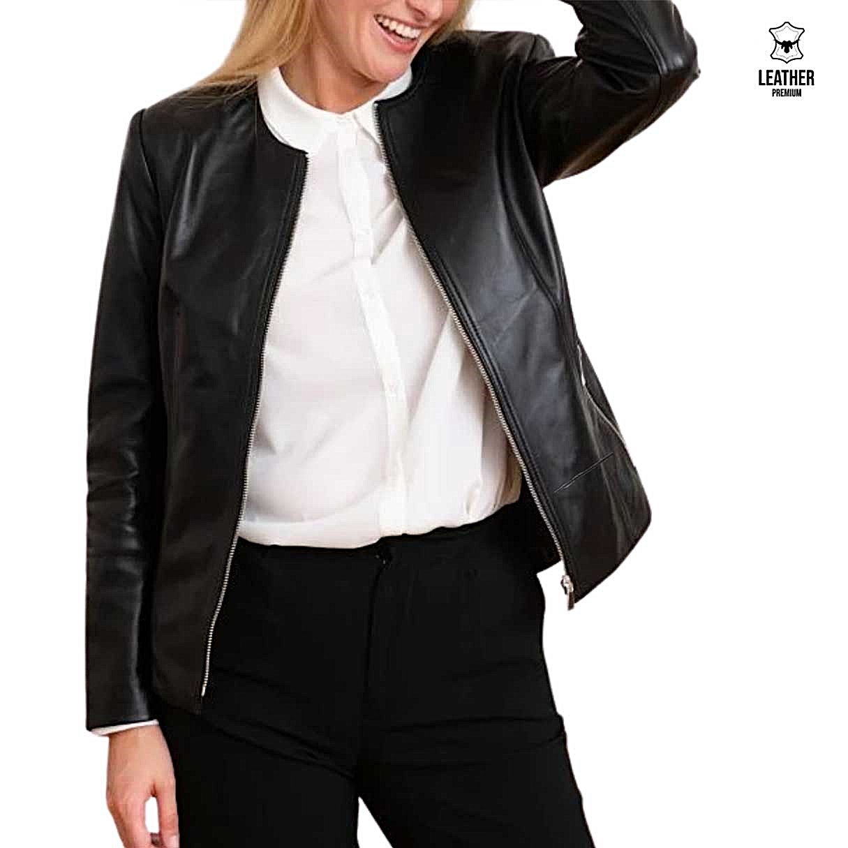 Blouson en cuir noir pour femme -INK- 4 sdcqdcqsd