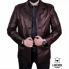 Blazer en cuir pour homme Marron