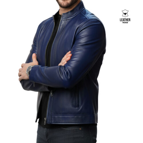 Jacket en cuir Bleu Marine pour Hommes - AZURE - 9 aezdsqdsq