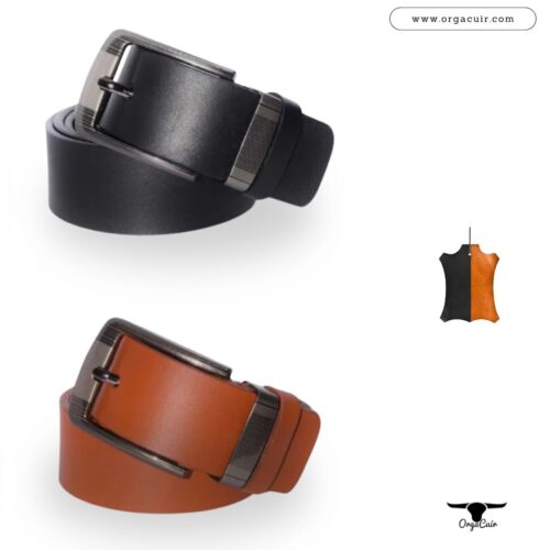 Ceinture en cuir pour Hommes / Noir-Tabac