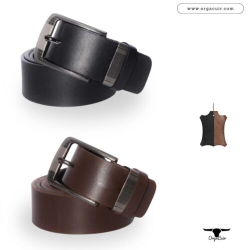 Ceinture en cuir pour Hommes / Noir-Marron