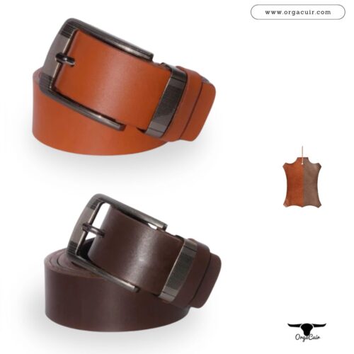 Ceinture en cuir pour Hommes / Marron-Tabac