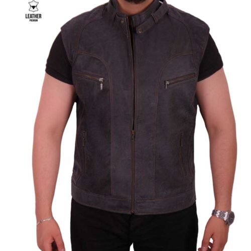 Gilet en cuir Gris Auden