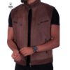 Gilet en cuir Beige pour Hommes -Tony -