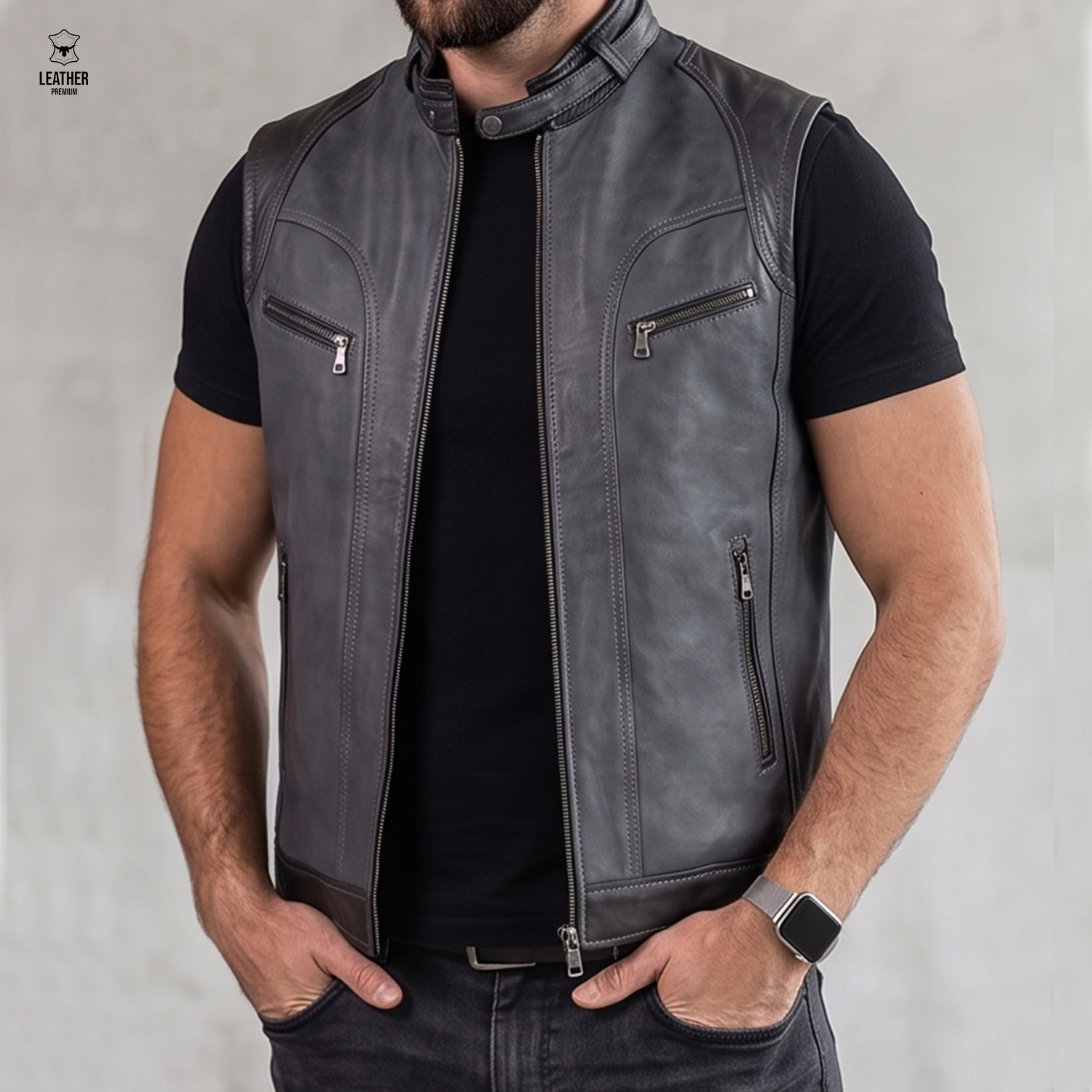 Gilet en cuir pour Homme -Brandon-