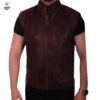 Gilet en cuir Marron -les épaulettes serpent- 566