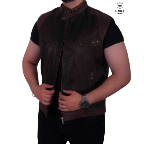 Gilet en cuir Marron Auden