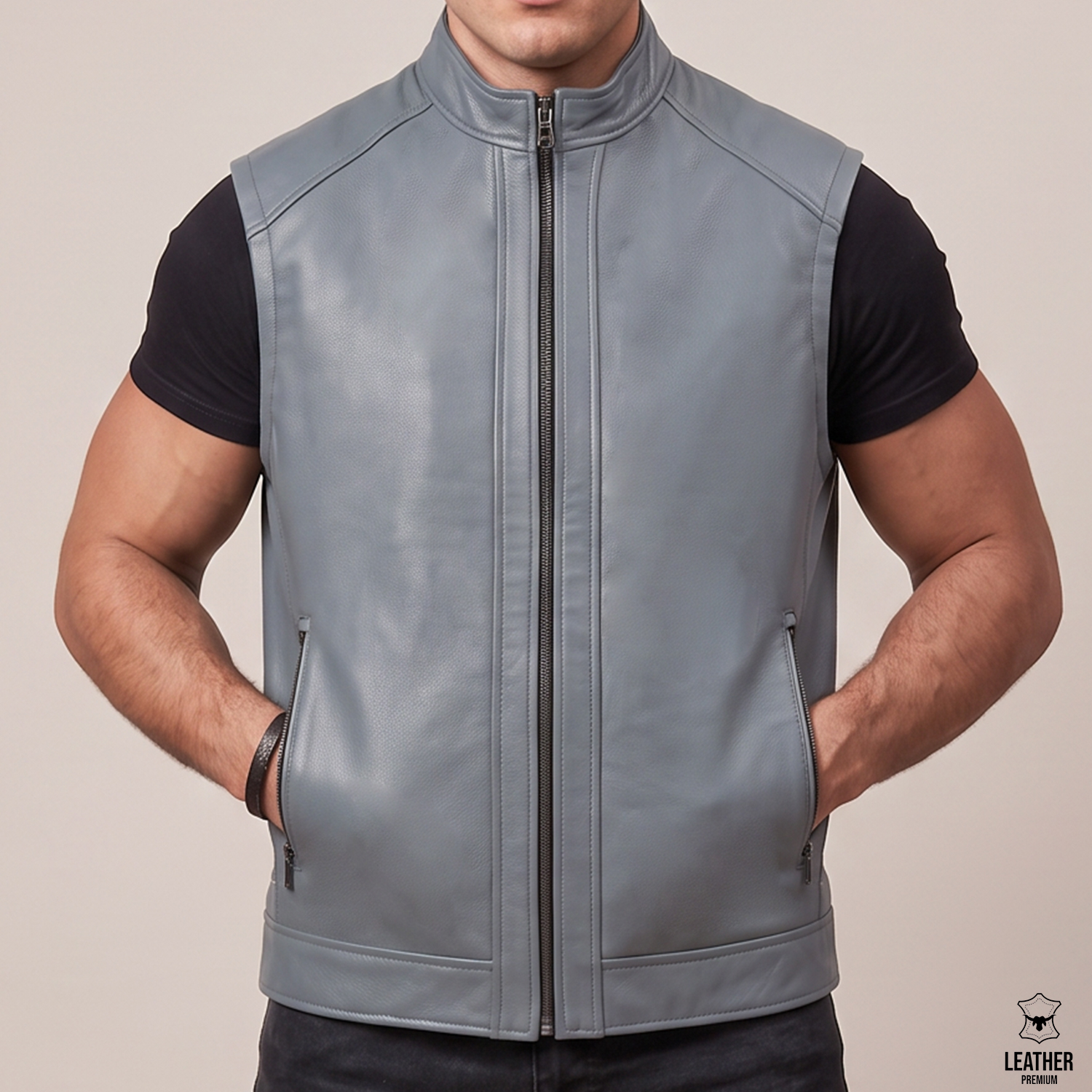 Gilet en cuir pour Homme vachette 588 4 qdzsdqzdq